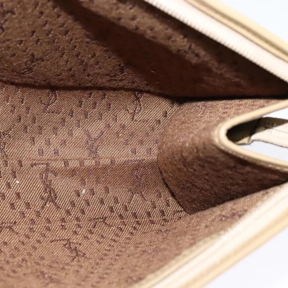 SAINT LAURENT Clutch Bag Canvas PVC Beige Gold Auth BA3959 - Picture 15 of 16